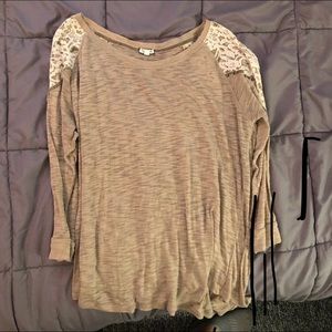 Tan Lacey cold shoulder long sleeve